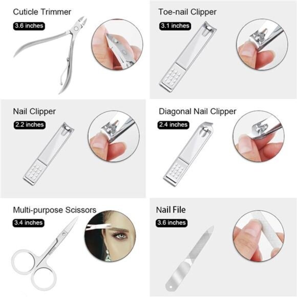 Nail Clippers Kit Manicure Pedicure Set with Holographic Case(Purple) - Picture 5 of 7